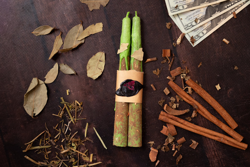 Money Spell Taper Candles